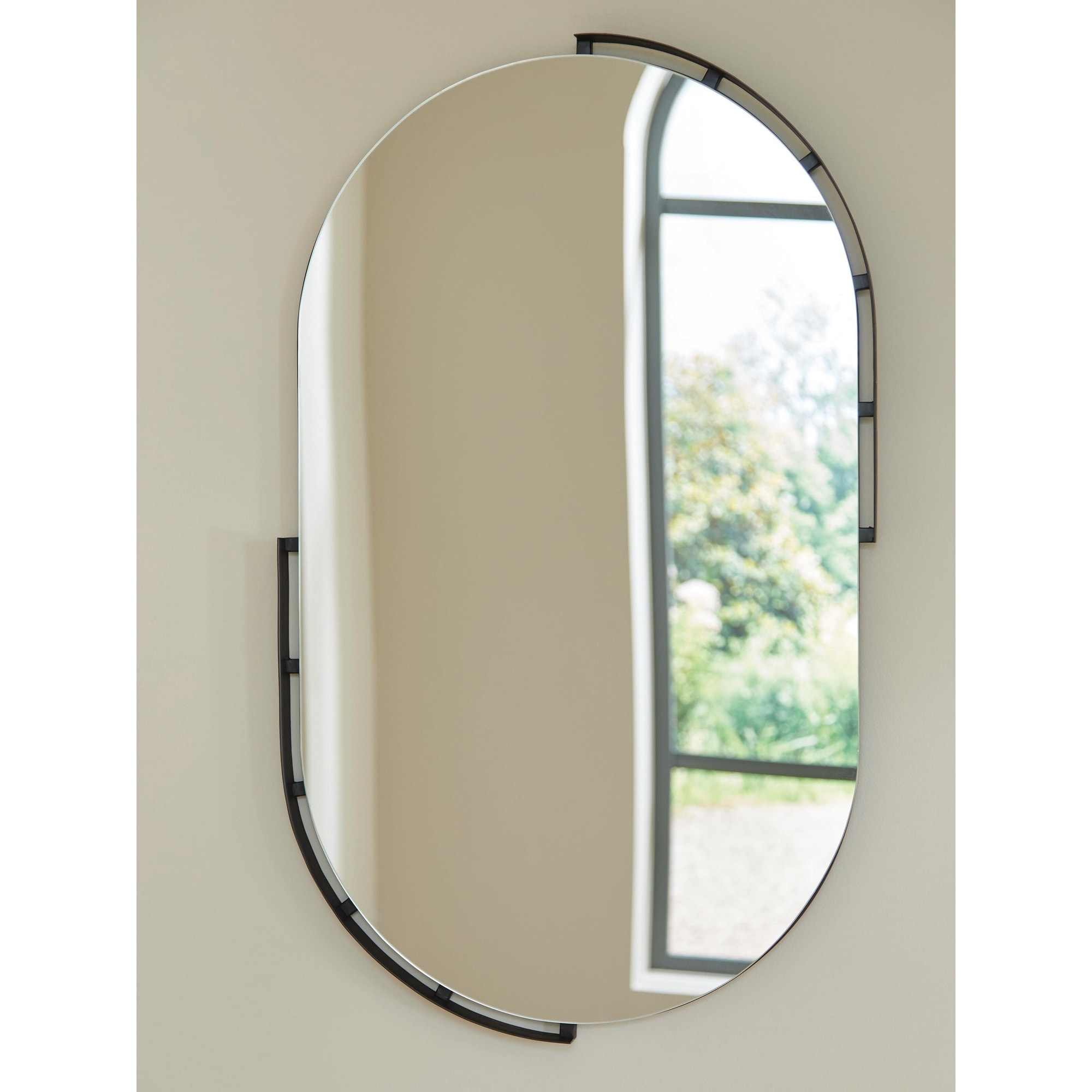 Signature Design by Ashley Valkings Black Accent Mirror (Set of 2) - 24" W x 1.5" D x 40" H
