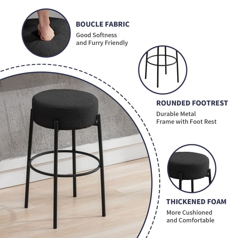 Mixoy 30"Counter Height Modern Backless Upholstered Kitchen Counter Bar Stools with Metal Base