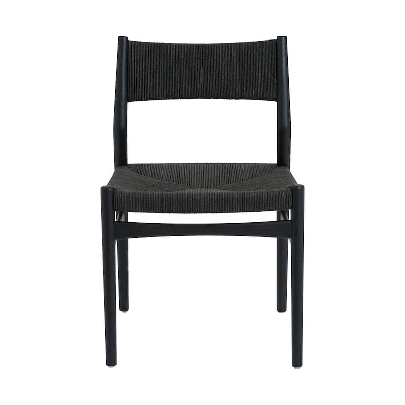Erie Woven Paper Cord and Solid Wood Dining Chairs - Set of 2