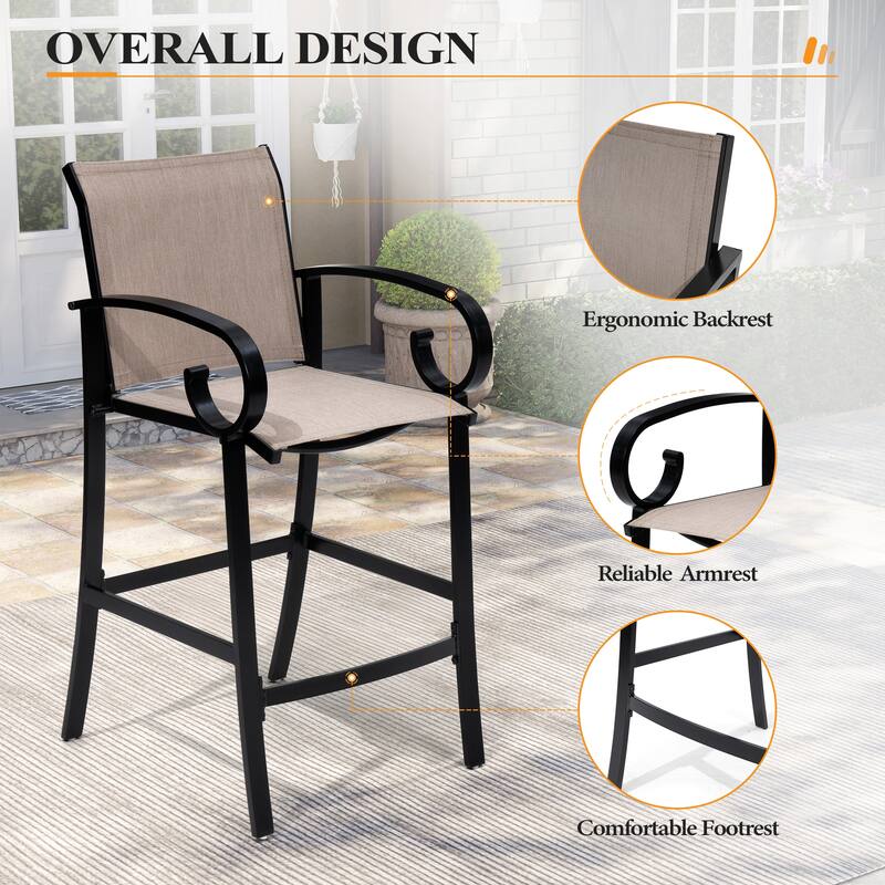 Outdoor Bar Stools Patio Barstools All-Weather Bar Chairs Aluminum Sunbrella Sling