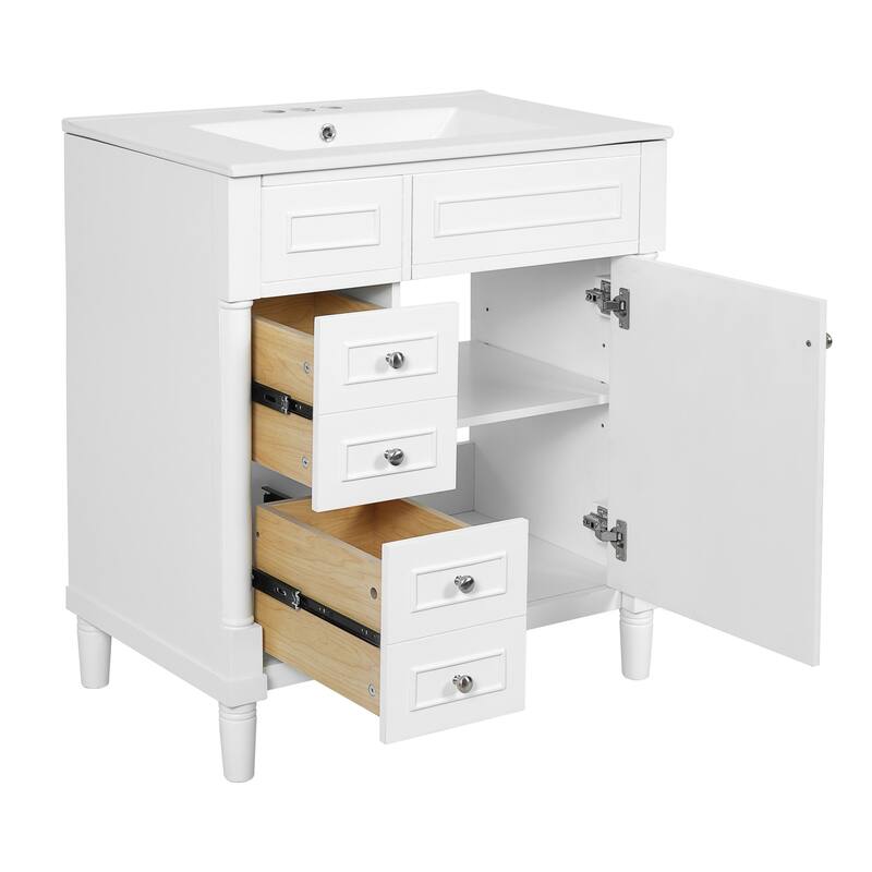 30" Freestanding Bathroom Vanity w/ Sink,2 Drawers,Soft-Closing Door