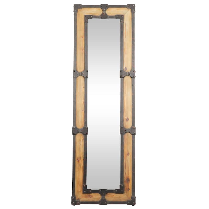 Wood Floor Mirror - Brown - Roche River Decor - 2"W x 21"L x 68"H