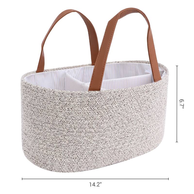 1 Pack Woven Storage Basket Bin with Divider and Handle for Blankets, Clothes, Shoes, Organizer Bin for Living Room Home Decor - Brown - 14*9*6.5in