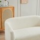 preview thumbnail 29 of 31, 50.78" Modern Loveseat Couch Sofa, Corduroy Fabric Upholstered 2-Seat Sofa, Loveseat with Wooden Walnut Legs