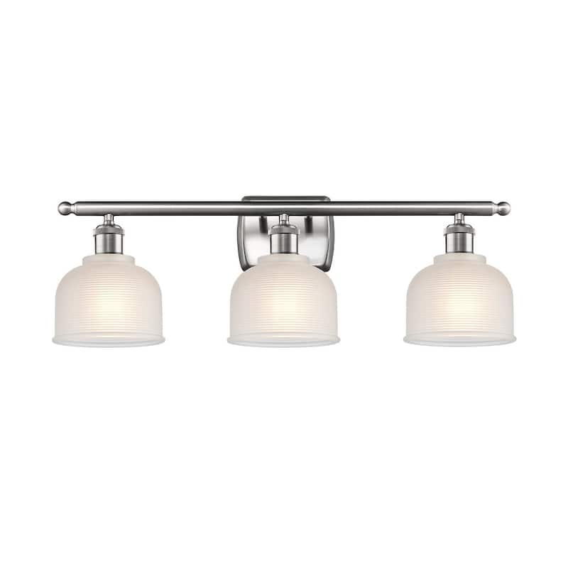 Innovations Lighting Dayton 3 Light 26" Wide Bathroom Vanity Light - Brushed Satin Nickel / White