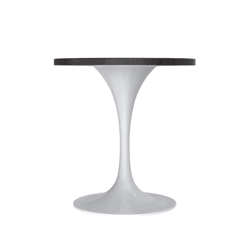 LeisureMod Verve Round Dining Table with Sintered Stone TableTop and Stainless Steel Base for Kitchen & Dining Room