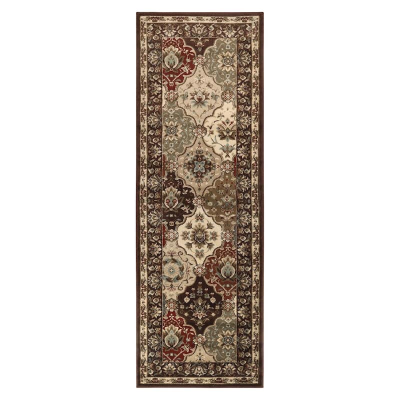 Superior Palmyra Traditional Floral Medallion Indoor Runner or Area Rug - 2' 7" x 6' - Chocolate