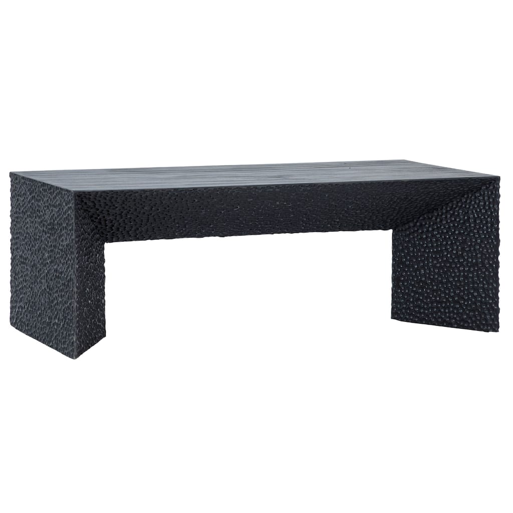 Cordilia 51-inch Rectangular Coffee Table with Textured Sides and Belly, Black Pine