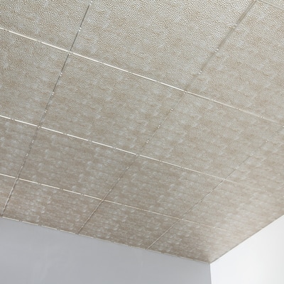 FASÄDE Border Fill Decorative Vinyl 2ft x 4ft Glue Up Ceiling Panel in Vintage Metal (5 Pack)