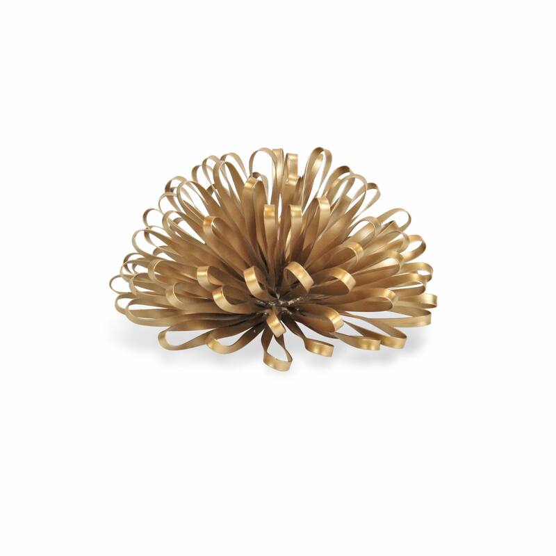 HomeRoots 4" Gold Metal Abstract Bloom Painted Sculpture - 4.25" H x 8.5" W x 8.5" D