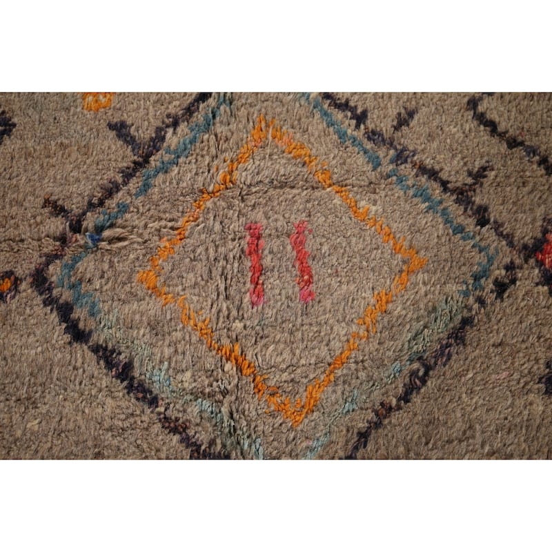 Brown Plush Moroccan Area Rug Handmade Wool Carpet - 6'1"x 10'1"