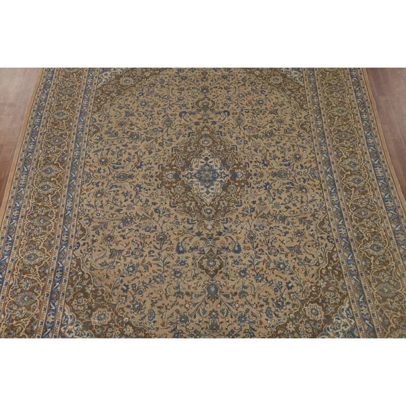 Traditional Mashad Vintage Persian Area Rug Handmade Wool Carpet - 9'7" x 12'5"