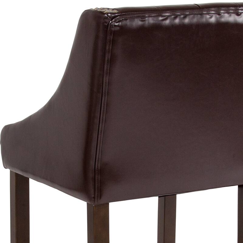 Transitional Tufted Upholstered/Walnut Finish Counter Stool (Set of 2)