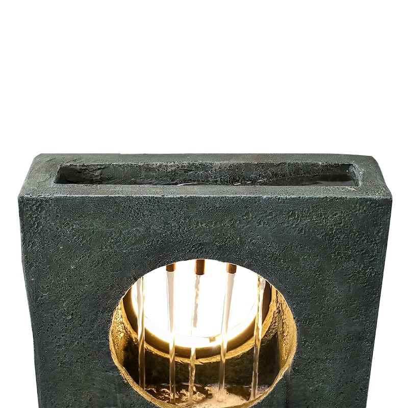 Garden Fountain Outdoor w/LED Lights, Indoor Modern Cascading Floor