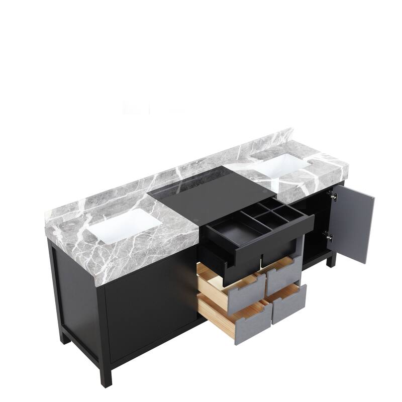Lexora Zilara Bathroom Vanity in Black and Grey With Contertop