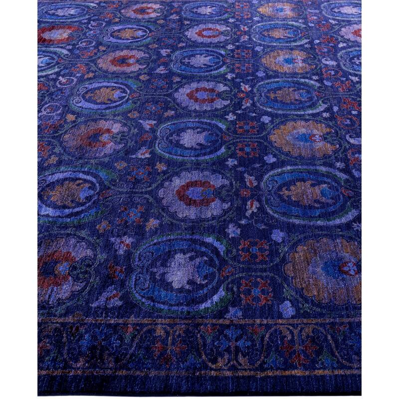 Overdyed One-of-a-Kind Hand-Knotted Area Rug - Navy - 9' 3" x 11' 10"