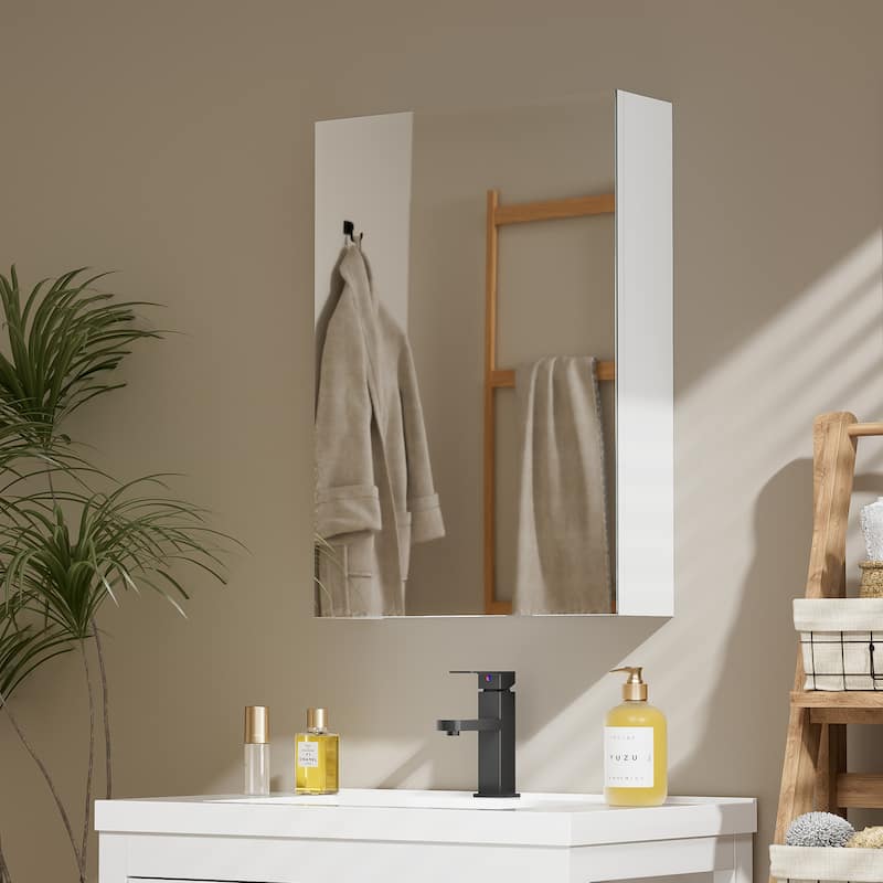 Multi-Function Mirror Cabinet Wall-Mounted Storage with Adjustable Organizer Boxes