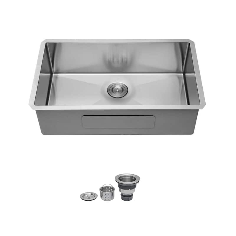 Undermount 16 Gauge Single Bowl Stainless Steel Kitchen Sink in Brushed Nickel