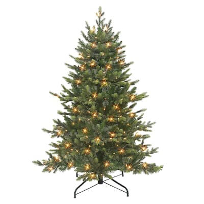 Puleo International 4.5 ft Pre-lit Royal Majestic Douglas Fir Downswept Artificial Christmas Tree