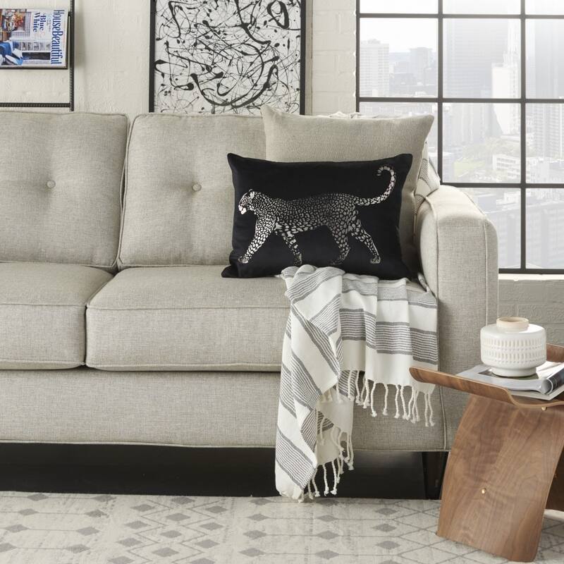 HomeRoots Black Leopard Lumbar Pillow