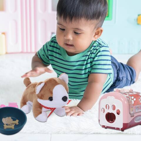 Plush Toy Dog, Dog House Care Pet Play Set,pet Toy Puppies And Accessories