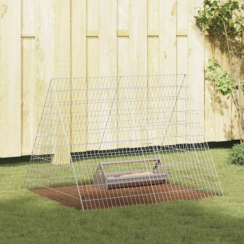 vidaXL Chicken Cage Silver in Galvanised Steel - Silver-42.52