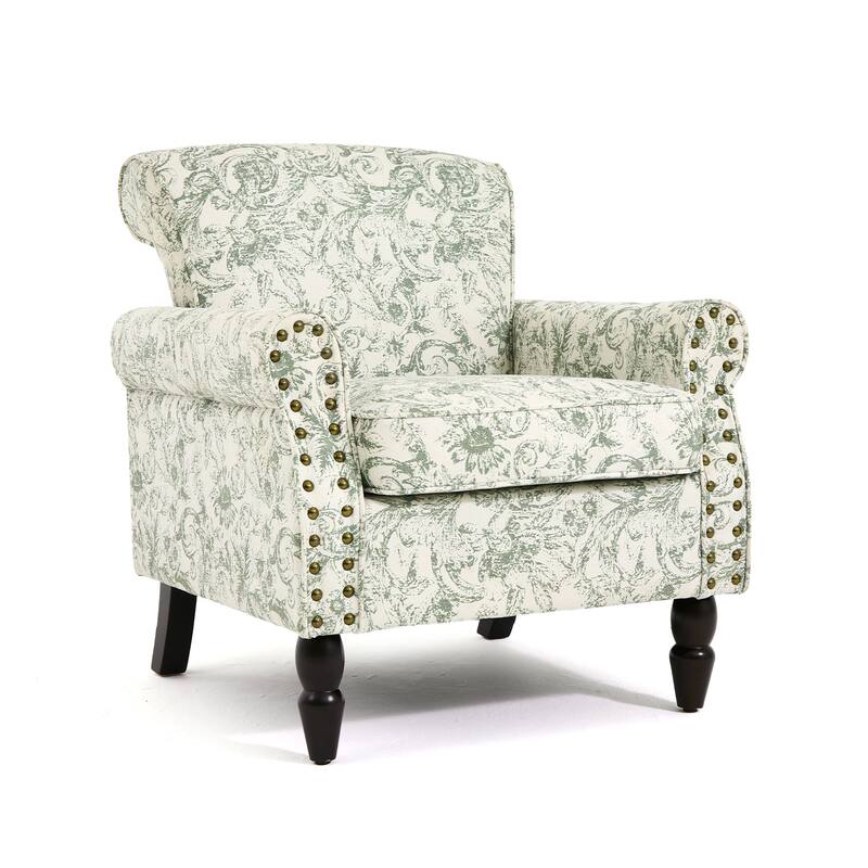 Modern Upholstered Armchair Nailhead Trim Accent Chair