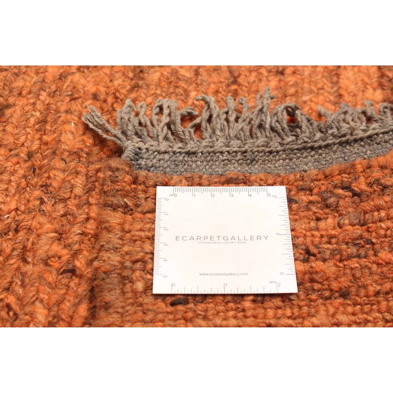 ECARPETGALLERY Flat-Weave Natural Burnt Orange Wool Tapestry Kilim - 4'9 x 6'6
