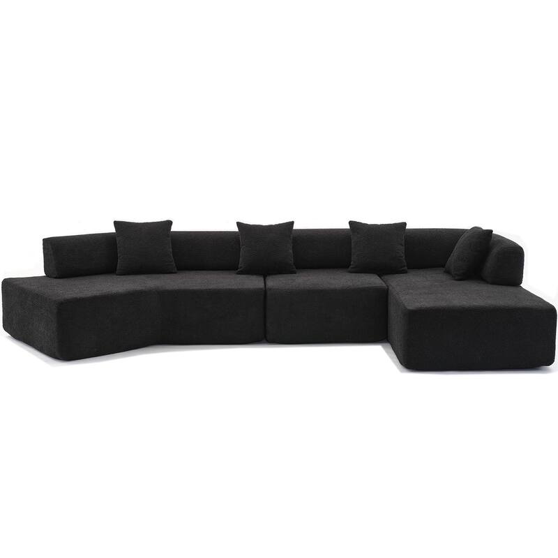 Modern Minimalist 140" L-Shape Couch ,No Assembly Required,Boucle,Modular Sofa ,Couch with Chaise