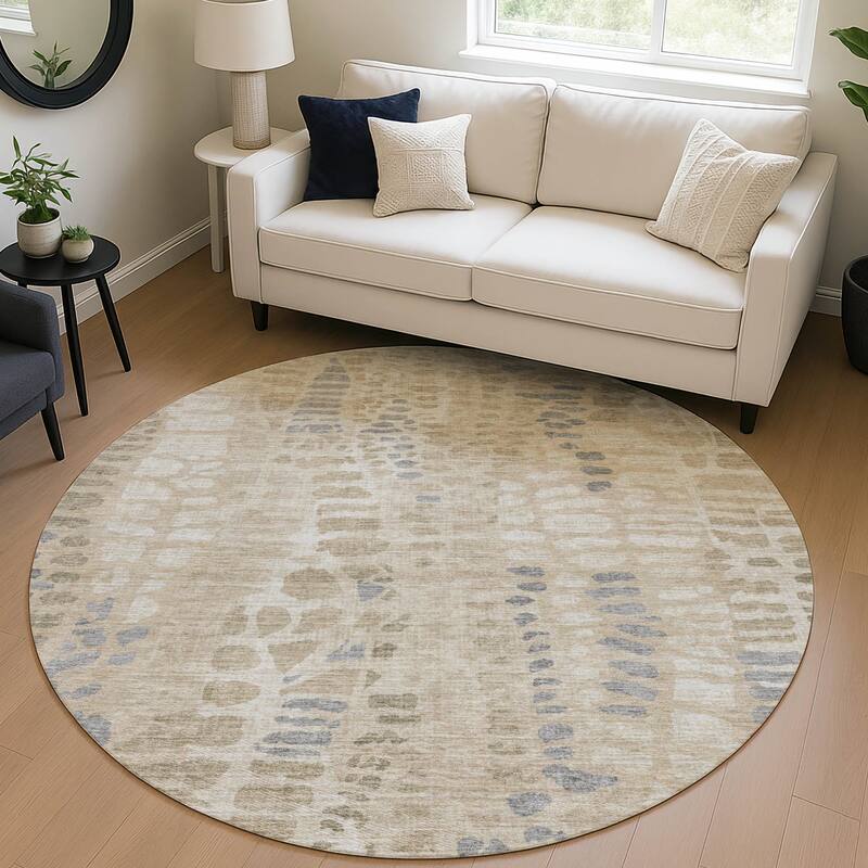 Machine Washable Indoor/ Outdoor Modern Imprints Chantille Rug