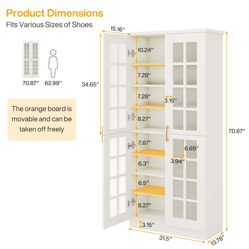 9-Tier Modern Shoe Storage Cabinet with Doors and Adjustable Shelves