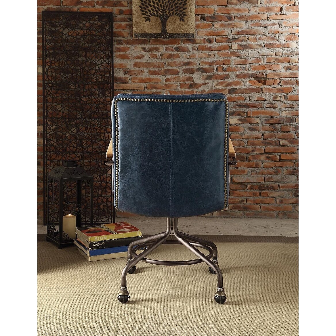 Hedia vintage whiskey top sales grain leather office chair