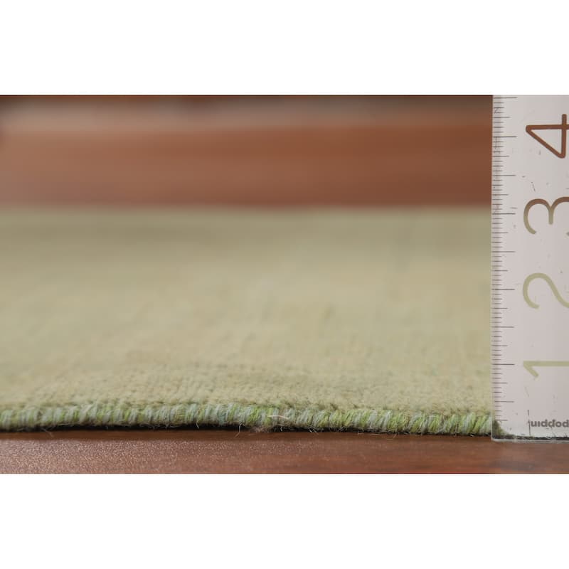Gabbeh Modern Foyer Rug Handmade Green Accent Wool Carpet - 2'8"x 4'1"
