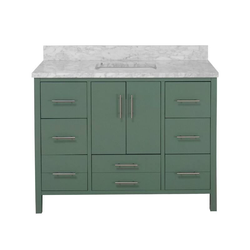 KitchenBathCollection California 48" Bathroom Vanity with Carrara Marble Top