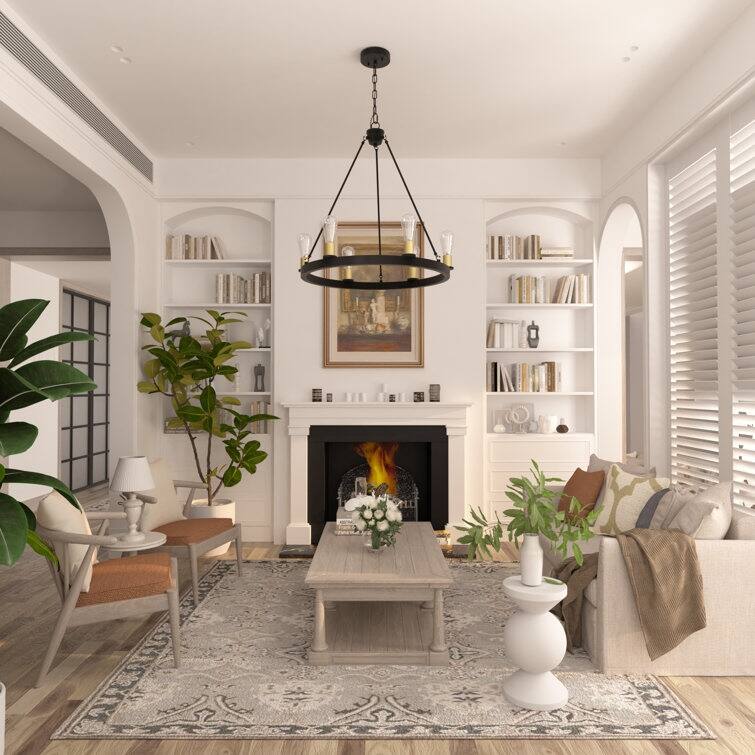 Acroma 6-light Candle Style Wagon Wheel Chandelier for dining room