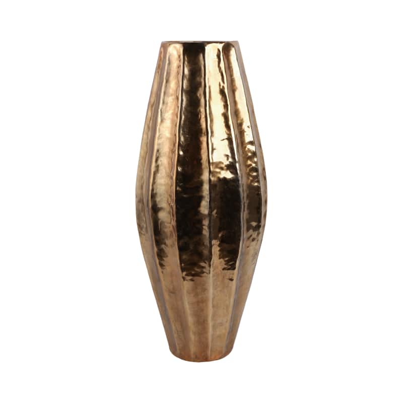 Metal Flower Vase with Hammered Textured Finish Home Decor - 35" Gold