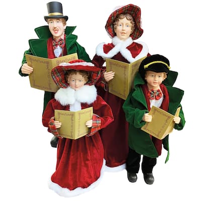 20 inches To 27 inches Dickens Carolers, Set of 4 - red