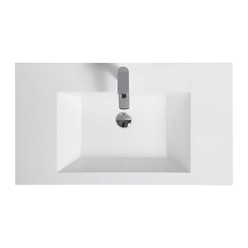 MDF Wall-Mounted Bathroom Vanity Set in Black with Integrated Culture Marble Sink