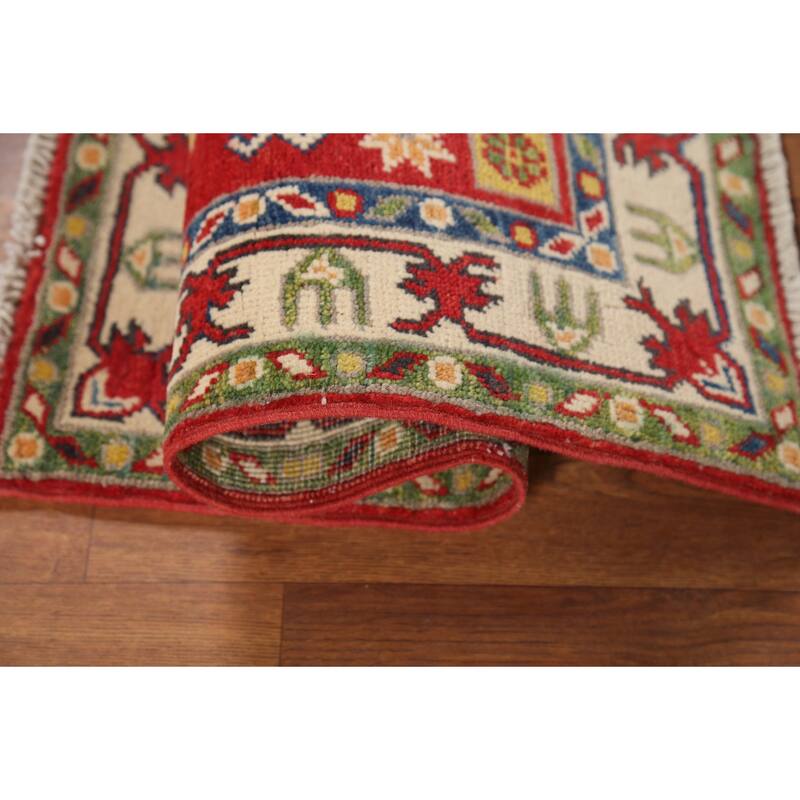 Red Kazak Oriental Accent Rug Handmade Wool Carpet - 2'1"x 2'10"