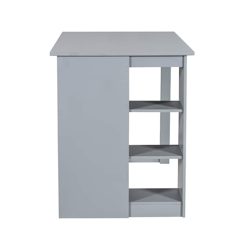 Roomfitters 5-Piece 60" Solid Wood Farmhouse Counter Height Dining Set with Storage Shelves