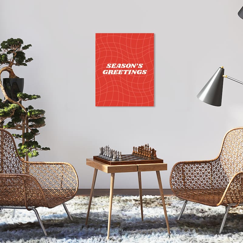Wynwood Studio Canvas Typography and Quotes Season's Greetings Disco Red Red Modern & Contemporary Wall Art Canvas Print - 16 x 20