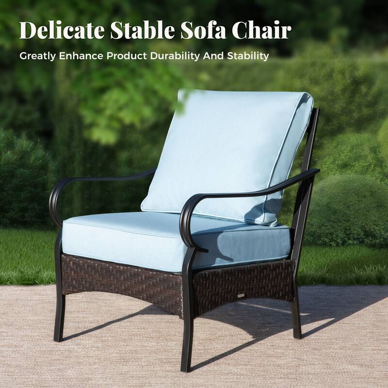 MAISON ARTS 4-Piece Rattan Wicker Patio Furniture Set with Swivel Chairs, Metal Frame & Coffee Table for Outdoor Spaces