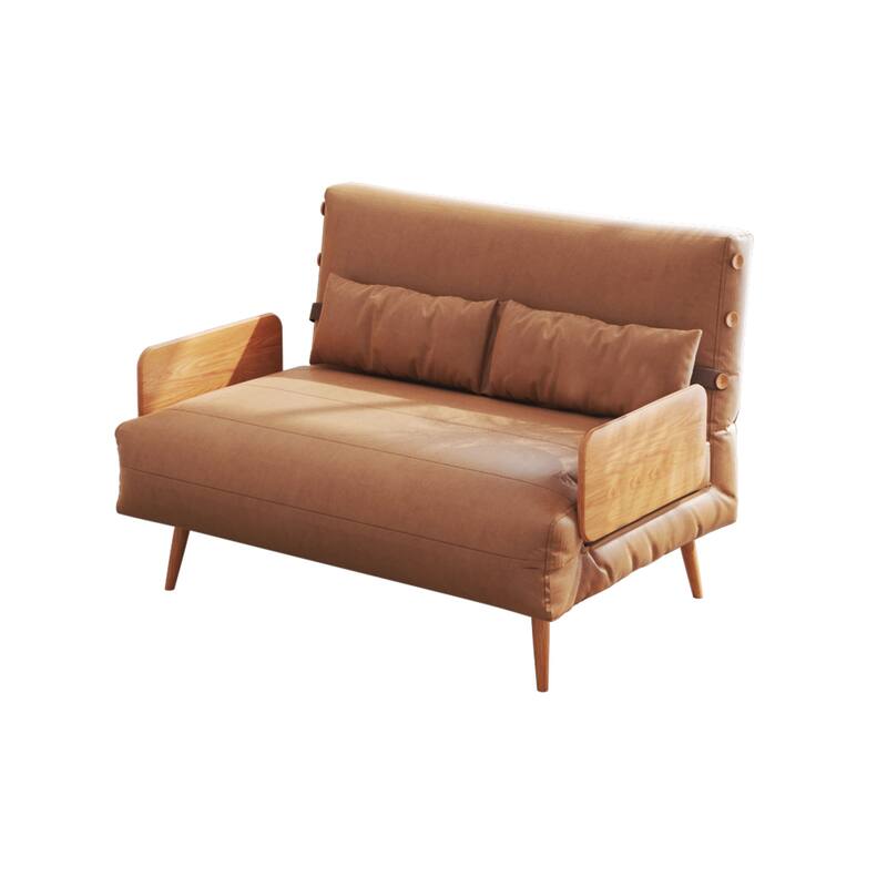 JASIWAY 43.3'' Upholstered Loveseat Sofa Bed, Beige