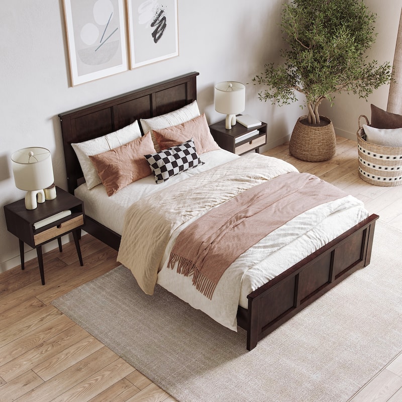 Charlotte Solid Wood Low Profile Platform Bed with Matching Footboard