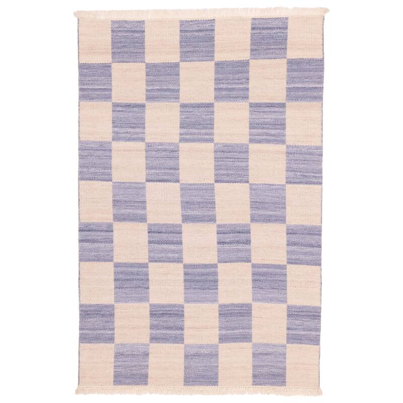 ECARPETGALLERY Flat-Weave Nevada Slate Blue Wool Kilim - 5'0 x 7'8