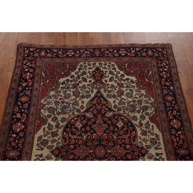 Pre-1900 Antique Sarouk Farahan Persian Rug Hand-knotted Wool Carpet - 3'6" x 5'1"