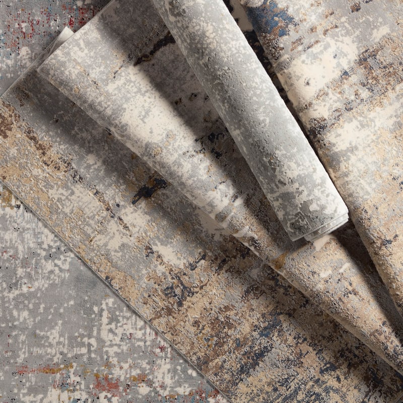 Palanthas Abstract Gray/White Rug