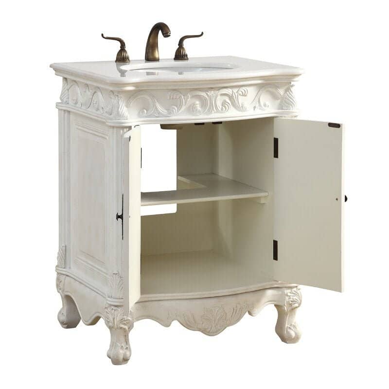 27" Benton Collection Hayman Victorian White Bathroom Vanity