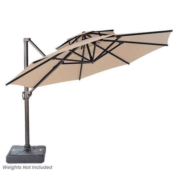 Shop Black Friday Deals On Crestlive Products Patio Luxury 12 Ft Double Top Round Offset Umbrella On Sale Overstock 31636635