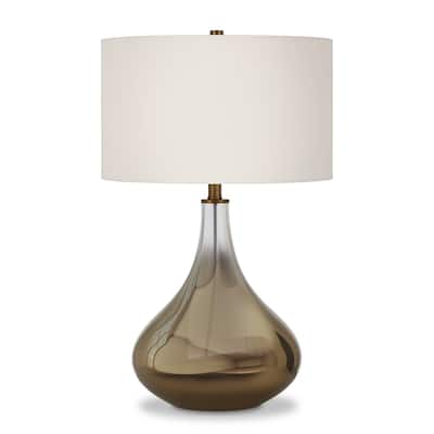 25" Glass Gourd Table Lamp with White Drum Shade - 15" x 15" x 25.5"